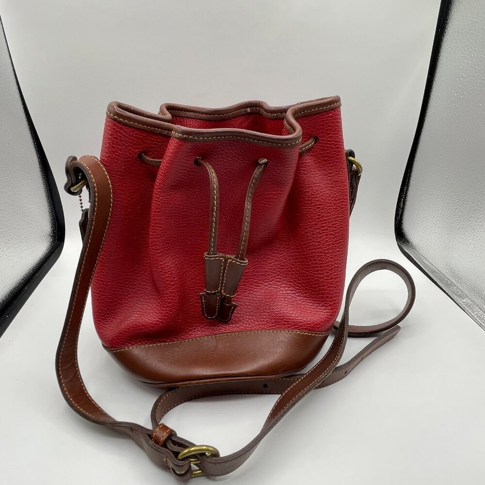 Vintage Coach Outlet Red and Brown Bucket Bag